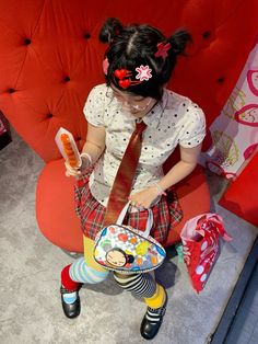 #pucca #strawberry Fruits Fashion, Strawberry Outfit, Funky Clothes, Funky Outfits, Quirky Fashion, Cute Photography, J Fashion, Harajuku Fashion, Cute Fits