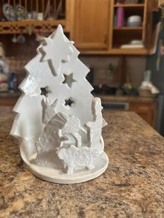 Set a candle or tea light inside or behind this hand built glaze pottery piece Air Dry Clay Nativity, Nativity Candle, Pottery Nativity, Clay Nativity, Pottery Shapes, Glaze Pottery, Pottery Candle, Clay Ornaments, Diy Clay Crafts