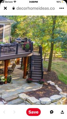 an image of a deck with stairs and patio furniture on the front porch for sale