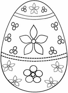 an easter egg with flowers and leaves on it, coloring pages for kids to print