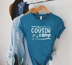 Cousin Camp T-shirt,Cousin Camping Shirt,Cousins Crew Camp Matching Gift Tee,Cousin Summer Camp Gift,Family Camping TShirt,Hiking Gift Ideas,Camping Crew,Summer Camp,Camping Weekend 👌HOW TO ORDER 1-) Please, check and review all the photos. 2-) Choose your t-shirt size and color. *Different styles of shirts may have different shades of same color choice due to different manufacturer brands. *For this reason, we recommend you to match shirts from the same styles if you want precisely matching co Camping Tshirt Ideas, Hiking Gift Ideas, Summer Camp Gift, Cousin Camp, Camping Tshirt, Funny T Shirt Sayings, Shirt Sayings, Hiking Gifts, Camping Gifts