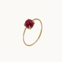 Description Complete your look mixing & matching stackable rings! Our 6mm Ruby Microstackable Ring has a blazing red glow that adds vitality to every look! As the July birthstone, the ruby is a symbol of love and passion. Set on a 0.91mm solid 14k gold band, and featuring a claw prong set 6mm cabochon-cut ruby, this stackable is cute rocked on its own, or paired with our fun, flirty, color-popping microstackable rings. Get big style in a small setting that packs a powerful punch of stylish fun! Ruby Birthstone Stackable Rings, Ruby Stackable Birthstone Rings, Red Birthstone Stackable Rings, Red Stackable Open Ring, Red Stackable Open Ring Jewelry, Red 14k Gold Stackable Rings, Red 14k Gold Stackable Round Rings, 14k Gold Red Stackable Rings, Red Stackable Rings In Fine Jewelry Style