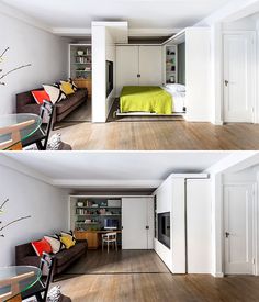 two pictures of the same room in different rooms