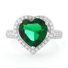 Band width: 3.4mm

Shank width: 2mm



Stone material: green & clear cubic zirconia

Center stone size: 10mm

Stone shape: heart shape (center) & round

Center stone carat weight: 3.2 ct.

Total number of CZ stones: 52

Stone setting: Prong setting



Metal: 925 sterling silver

Plating: rhodium plated

Finish: high polish Heart Cut Cubic Zirconia Jewelry For May Birthstone, Green Diamond Heart Cut Ring, Green Heart Cut Jewelry With Accent Stones, Green Gemstone Rings With Heart Cut, Green Gemstone Heart Cut Rings, Green Heart-shaped Ring For May Birthstone, Elegant Green Heart Ring For Valentine's Day, Green Heart Ring For Promise And May Birthstone, Green Heart Ring For Wedding And May Birthstone