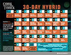 the 30 - day hybrid schedule is shown in blue and orange