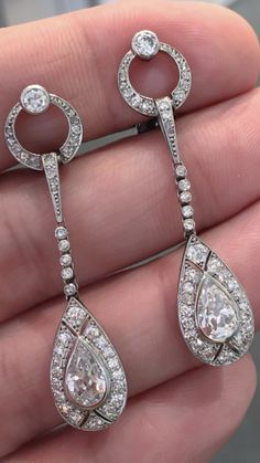 Luxury Intricate Design Drop Earrings, Luxury Jeweled Ornate Earrings, Luxury Vintage Earrings With Diamond Accents, Luxury Vintage Pendant Earrings, Luxury Vintage Drop Diamond Earrings, Diamond Earrings Wedding, Dangler Earrings, Bijoux Art Nouveau