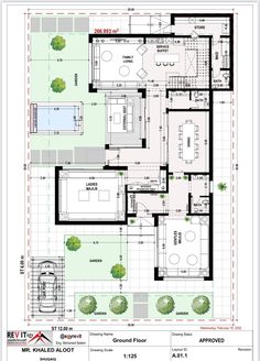 the floor plan for a house with two levels and an attached garage area, which is also