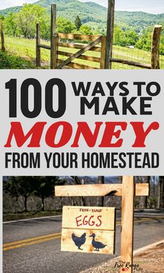 a sign that says, 100 ways to make money from your homestead eggs