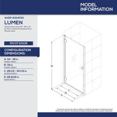 the model information page for an enclosure with door and side panel, shown in blue