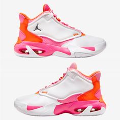 New With Box Big Kids Size+1.5=Womens Size White Synthetic Basketball Shoes With Abzorb Midsole, Pink Synthetic Basketball Shoes With Abzorb Midsole, White Mid-top Basketball Shoes With Air Cushioning, Nike Jordan 1 Mid, Air Jordan Iv, Jordan Iv, Jordan Retro 3, Nike Air Jordan 5, Black Jordans