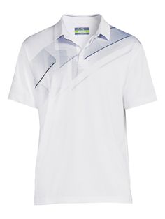 With its eye-catching print, this Ben Hogan Men's Asymmetrical Geo Print Golf Polo Shirt is a fashionable and functional addition to your golf apparel. Moisture-wicking technology moves sweat away from your skin to keep you dry and comfortable. Built-in sun-protection helps prevent UV rays from penetrating the fabric. Added stretch in the single-knit fabric helps maximize mobility for a greater range of motion for golf days and casual outings in between. Material: 97% Polyester/3% Elastane Care: Moisture-wicking Polo Collar Golf Shirt, White Polo Collar Golf Shirt, White Breathable Top For Golf, White Moisture-wicking Golf Top, White Moisture-wicking Top For Golf, White 4-way Stretch Polo Shirt For Sports, White Moisture-wicking Polo Shirt For Golf, White Moisture-wicking Golf Polo Shirt, Moisture-wicking Golf Top