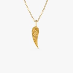 14K Gold Angel Wings Pendant Necklace / Feather Pendant Necklace for Women / Dainty Protection Charm Pendant / Gold Wing Necklace ▶ Details   * Made to Order * Gold KT: 14K Solid Gold (also available in 18K upon request) * Length with Bail: 18MM * Ready to Ship in 1-2 Business Days ▶ See more of our Gold Necklaces - http://etsy.me/2lUxj86   ▶ See our storefront here - http://etsy.me/2lUcVnH  ▶ All store sections here * Diamond Rings - http://etsy.me/2lwKUl8  * Diamond Earrings - http://etsy.me/2lyqVBP  * Diamond Necklace - http://etsy.me/2mqa6O1  * Diamond Bracelets - http://etsy.me/2mVrAB5  * Diamond Wedding Rings - https://etsy.me/3YbpVq2  * Gold Wedding Band - https://etsy.me/3X3uf9F * Gold Necklaces - http://etsy.me/2lUxj86  * Gold Bracelets - http://etsy.me/2l9VKBr  * Gold Bangle - ht Angel Wings Pendant, Wings Pendant, Feather Pendant Necklace, Gold Angel Wings, Gold Wing, Angel Wing Pendant, Gold Angel, Gold Armband, Wing Necklace