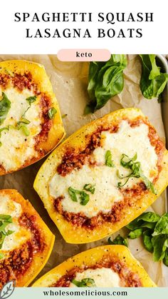 Spaghetti Squash Lasagna Boats offer a refreshing twist on classic comfort food by substituting vegetables for pasta while retaining the rich flavors of traditional lasagna. Topped with fresh parmesan cheese and basil, this dish is sure to delight the whole family! Spaghetti Squash Lasagna Boats, Lasagna Boats, Sausage And Spaghetti Squash, Best Spaghetti Sauce, Spaghetti Squash Lasagna, Baked Spaghetti Recipe, Squash Lasagna, How To Make Lasagna, Best Spaghetti