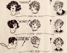 an old newspaper advertisement showing women's hair styles