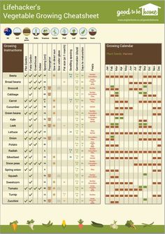 the vegetable growing chart is shown here