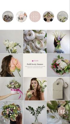 a collage of different images with flowers