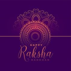 raksha bandhan on purple background with gold lettering and an intricate circular design