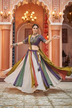 Chania Choli, Sky Colour, Navratri Lehenga, Garba Dress, Mirror Work Blouse, Navratri Festival, Choli Blouse, Navratri Chaniya Choli, Navratri Special