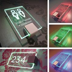 four different images of electronic devices glowing in the dark