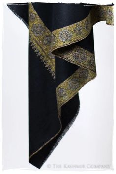 (1) Le Classique Onyx - Grand Pashmina Shawl — Seasons by The Kashmir Company Luxury Pashmina Shawl With Resham Embroidery, Luxury Resham Embroidery Pashmina Shawl, Luxury Resham Embroidered Pashmina Shawl, Luxury Black Embroidered Pashmina Shawl, Luxury Semi-stitched Raw Silk Pashmina Shawl, Hand Dyed Shawl, Orange Wreath, Valentines Sale, Bare Shoulders