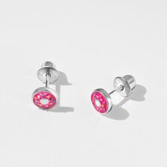 This beautiful pair of donut earrings are a timeless and elegant addition to your young girl's fun and fashionable jewelry collection. Crafted in 925 sterling silver which is suitable for those with sensitive ears, they are secured with safety and secured screw backs for children. These donut earrings feature bright and colorful enamel colors for a more fashionable look. Buy a pair for someone special in your life and this pair of earrings will be cherished for a long time. A complimentary gift Donut Earrings, Donuts Earrings, Sprinkle Donut, Fashionable Jewelry, Sensitive Ears, Girls Shopping, Donuts, Sprinkles, Sterling Silver Earrings