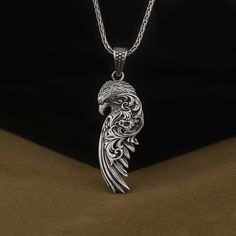 Uniquely Designed Hawk Pendant in Sterling Silver, 925 Sterling Silver Victorian Motif Necklace, Handmade Necklace, Carved Unique Jewelry Made of 925 silver and handcrafted by hand, this ring is not only an accessory piece that complements your daily elegance, but also has details that will reflect your character and style. It is also a great gift to give to your loved ones on their special days. At SavisSilver, we always give importance to the satisfaction of our customers, we recommend you to Etched Sterling Silver White Gold Necklace, Hawk Jewelry, Wolf Jewelry, Handmade Necklace, Necklace Handmade, Handmade Necklaces, Pendant Necklaces, Beautiful Necklaces, Silver 925