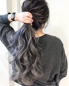 Hair Gray And Black, Ash Hair Color, Hair Streaks, Long Hair Color, Gray Hair Highlights, Beautiful Hair Color, Blonde Hair Looks, Grey Hair Color