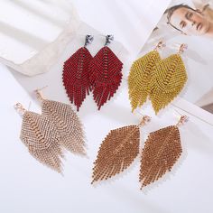 Material: Alloy Fashion Element: Round Style: Europe and America Puppy Supplies, Leaf Shapes, Watch Necklace, Tassels, Women's Earrings, Pure Products, Clothes For Women