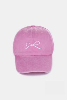 Zenana Bow Embroidered Washed Cotton Caps - Sydney So Sweet Bow Embroidery, Embroidered Bow, Plus Swimwear, Embroidered Baseball, Sport Hat, Baywatch, Embroidered Details, Brass Buckle, Sporty Look