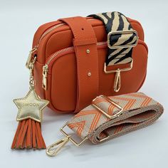 Swoon London Colourful Leather Crossbody Bag Set Herringbone Bag, Zebra Bag, Sunset Orange, Everyday Luxury, Colorful Bags, Key Design, Everyday Luxuries, Daily Essentials, Leather Tassel