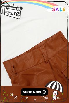 Leather High Waist Women's Skirt Pu Split Irregular with Belt Female Skirts Autumn Spring Streetwear Fashion Lady Bottom Brown Asymmetrical Skirt For Fall, Brown Asymmetrical Skirt For Workwear, Brown Asymmetrical Skirt For Work, Brown Solid Color Mini Skirt, Streetwear Fashion, Womens Bottoms, Womens Skirt, High Waisted, Street Wear