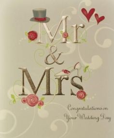 a wedding card with the words mr and mrs on it