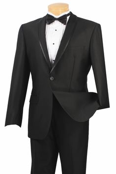 <p>Vinci Men's 2 Piece Slim Fit Suit - Sharkskin with Trimmed Shawl Lapel. <br/><br/> Sharkskin <br/> Slim Length <br/> 1 Button Jacket <br/> Single Breasted <br/> Trimmed Shawl Lapel <br/> Besom Pocket <br/> Flap Pockets <br/> Side Vents <br/> Flat Front Pants <br/> Pants Lined to the Knee <br/> Luxurious Wool Feel <br/> Dry Clean Only <br/> Imported <br/><br/> All sizes displayed are jacket sizes. All suits come with pants lined to the knee. All pant sizes will be 6 inches smaller than the jacket size. For example a 42 jacket will come with a 36 waist pant. All pants will be unhemmed at the bottom.</p> Fitted Tuxedo With Flat Front, Sharkskin Suit, Button Fashion, Slim Fit Tuxedo, Best Dressed Man, 2 Piece Suit, Flat Front Pants, Glen Plaid, Slim Fit Suit