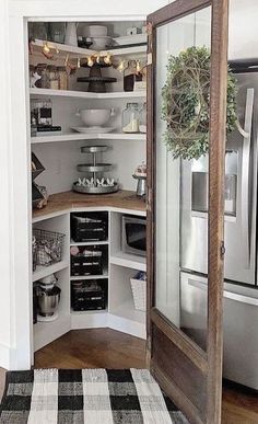 an open pantry with lots of items in it