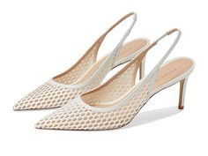 Stuart Weitzman 75 Slingback Pump - Women's Shoes : White : Glam up the party to the fullest wearing Stuart Weitzman 75 Slingback Pump heels. Calf leather upper and lining. Calf leather insole. Elasticized slingback closure. Stiletto heel. Brand name embossed on the footbed. Pointed toe. Calf leather outsole. Imported. Measurements: Heel Height: 3 1 4 in Weight: 6 oz Product measurements were taken using size 9, width B. Please note that measurements may vary by size. Luxury Fitted Slingback Pumps For Summer, Luxury Almond Toe Slingback Pumps For Summer, Party Slingback Sandals With Sculpted Heel And Almond Toe, Pump Heels, The Attico, White Pumps, Shoes White, Sling Back, Slingback Pump