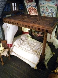 there is a doll house with furniture in it