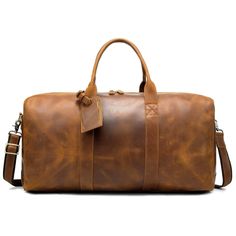 Do you take quick business trips by yourself for a couple of nights or so? This Hanley Leather Duffel Bag is perfect. That's why we take pride in creating leather bags that are strong, durable, and built to last. Whether you're bringing your collection to work, or just wanting to add some style to your day, this duffel bag is the perfect hand luggage piece for the job! It opens wide with two durable handles and its own reinforced canvas case for easy care during travel. Features: Interior: 3 separate compartments, 1 laptop compartment, 1 compartment with zippered pocket, and one regular compartment complete with additional small pockets. It will hold all the essentials, from some clothes to toiletries and everything in between. If you need to take it on the plane as a carry-on, it will eas Leather Tote Luggage For Business Trips, Leather Travel Bag For Daily Use, Leather Travel Bag With Large Capacity For On-the-go, Leather Travel Bag With Leather Lining For Daily Use, Leather Satchel Travel Bag For Business Trips, Leather Satchel For Business Trips, Rectangular Weekender Bag With Leather Lining For Business Trips, Smooth Grain Shoulder Bag Briefcase For Travel, Smooth Grain Shoulder Briefcase For Travel