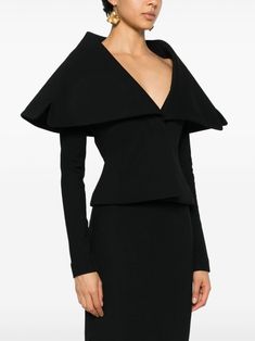 Find JACQUEMUS La Veste Giacca Jacket on Editorialist. black stretch-jersey draped oversized notched collar plunging V-neck concealed front button fastening long sleeves straight hem V-neck Winter Evening Outerwear, Formal Tops With Draped Sleeves For Fall, Formal Fall Tops With Draped Sleeves, Long Sleeve Tops With Structured Shoulders For Evening, Evening Tops With Structured Shoulders And Long Sleeves, Sleek Long Sleeve Outerwear With Structured Shoulders, Evening Structured Top For Fall, Structured Evening Top For Fall, Chic Long Sleeve Blazer For Evening