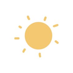 the sun is yellow and it appears to be in an orange circle with small dots