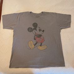 Worn Once When The Wife Made The Family Dress Alike To Go To Disney And Promptly Never Worn Again. Mickey Mouse Graphic Tee With Crew Neck, Casual Mickey Mouse Crew Neck T-shirt, Mickey Mouse Cotton T-shirt With Crew Neck, Mickey Mouse Crew Neck Cotton T-shirt, Retro Mickey Mouse Short Sleeve Tops, Mickey Mouse Graphic Tee With Short Sleeve, Casual Crew Neck T-shirt For Disney Fan Events, Mickey Mouse Cotton Short Sleeve T-shirt, Cotton Mickey Mouse Short Sleeve T-shirt