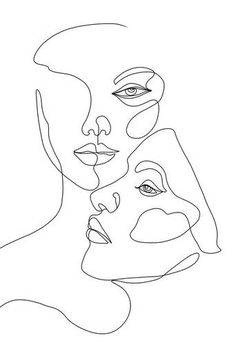 a line drawing of two women's faces