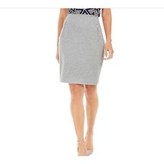 Calvin Klein Zip Pocket Pencil Skirt Gray 10 New With Tag. Excellent Condition. No Visible Flaws. Front Zip Pockets With Exposed Zippers, Silvertone Lined Pencil Silhouette Exposed Back Zip Kick Pleat Soft French Terry Heathered Gray Dry Clean Cotton, Polyester, Spandex Approx. Measurements Laid Flat - Waist: 16.5' Length: 23" Offers Welcomed Professional Skirt, Pencil Silhouette, Tweed Pencil Skirt, Vintage Calvin Klein, Knee Length Skirt Pencil, Pencil Skirt White, High Waisted Pencil Skirt, Plus Size Designers, Black Pencil Skirt