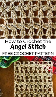 crochet pattern with the text how to crochet the angel stitch on it