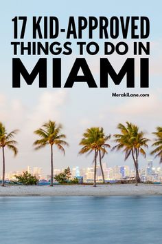 palm trees and the ocean with text overlay that reads 17 kid - approved things to do in miami