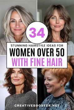 Feathered Haircuts For Fine Hair, Fine Mid Length Hair With Layers, Hair Cuts And Colors For 2024, Haircuts For Women Over 50 With Fine Hair, Hairstyles For Double Chin Faces Over 50, Haircuts For Thinning Hair Over 50, Thinning Hair Styles For Women, Women’s Hairstyles 2024, Hairstyles For Square Faces Over 50