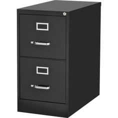 a black filing cabinet with two drawers