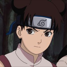 an anime character with black hair wearing a white shirt and headband, looking at the camera