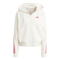 (WMNS) adidas Future Icons 3-Stripes Full Zip Hoodie Asia Sizing 'White Bright Red' IS3679 Adidas Hoodie With Three Stripes For Sports Season, Adidas Athleisure Hoodie With Three Stripes Branding, Adidas Athleisure Hoodie With Three Stripes, Adidas Sportswear Hoodie With Three Stripes, White Athleisure Hoodie With Three Stripes Branding, White Long Sleeve Hoodie With Three Stripes, White Casual Hoodie With Three Stripes, Adidas Cotton Hoodie With Three Stripes, Adidas Cotton Hoodie With Three Stripes Branding