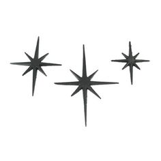 three metal stars on a white background