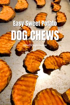 Sweet potatoes cut in slices with a crinkle cutter on a baking sheet. "Easy Sweet Potato Dog Chews by pattern princess. Sweet Potato Chews For Dogs, Sweet Potato Dog Chews, Dogs Recipes, Sweet Potato Dog, Kitty Treats, Sweet Potato Dog Treats, Potato Dog, Pet Treats Recipes, Easy Sweet Potato